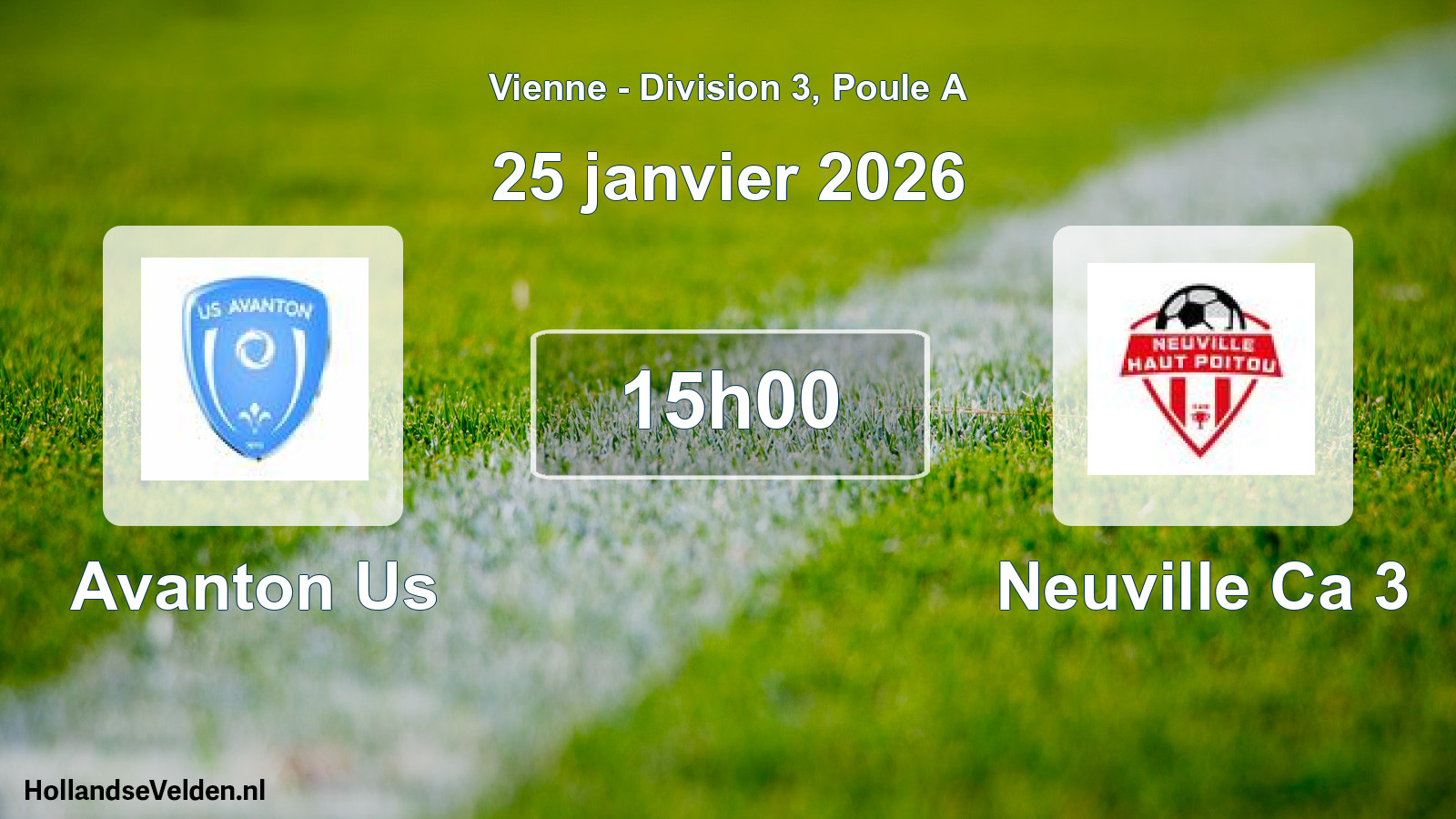 Geplande wedstrijd: Avanton Us - Neuville Ca 3 (25 janvier 2026)