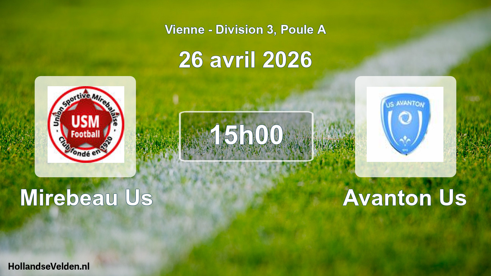 Scheduled Match: Mirebeau Us - Avanton Us (26 April 2026)