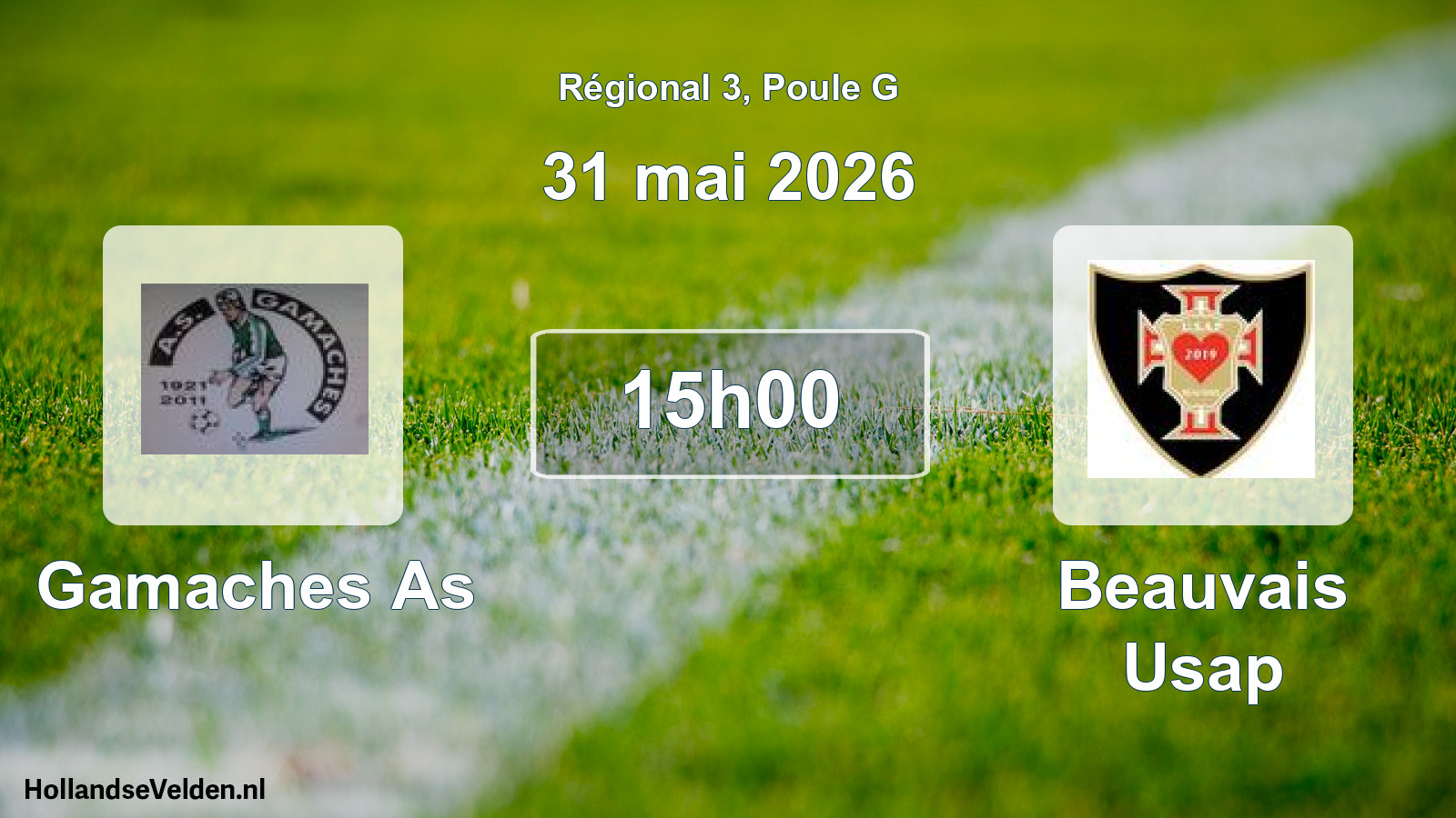 Geplande wedstrijd: Gamaches As - Beauvais Usap (31 mei 2026)