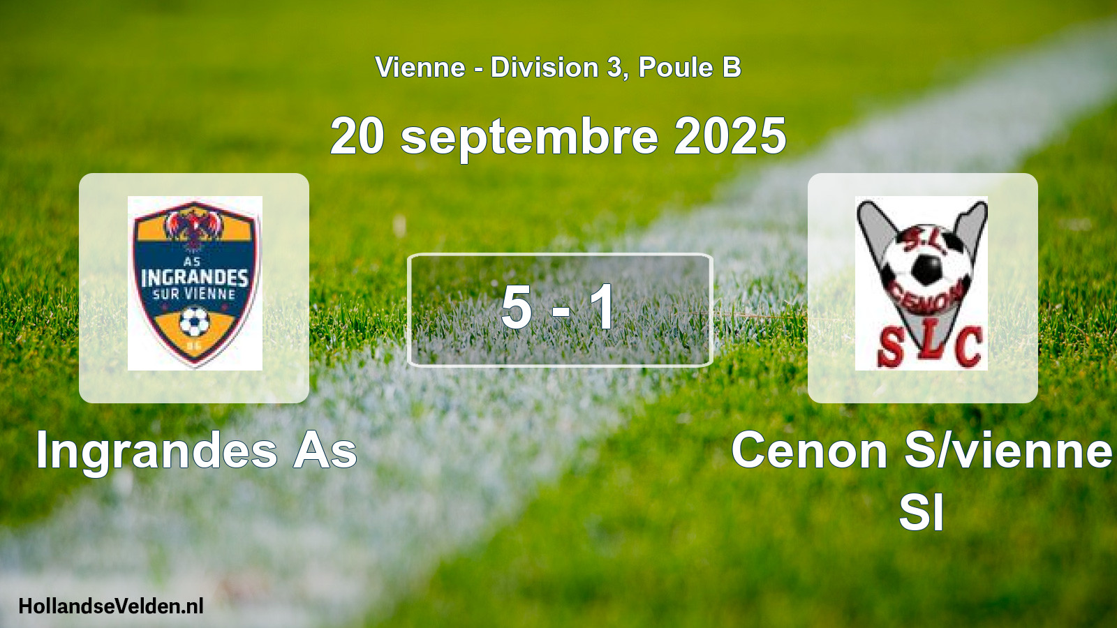 Gespeelde wedstrijd: Ingrandes As - Cenon S/vienne Sl 5 - 1 (20 septembre 2025)