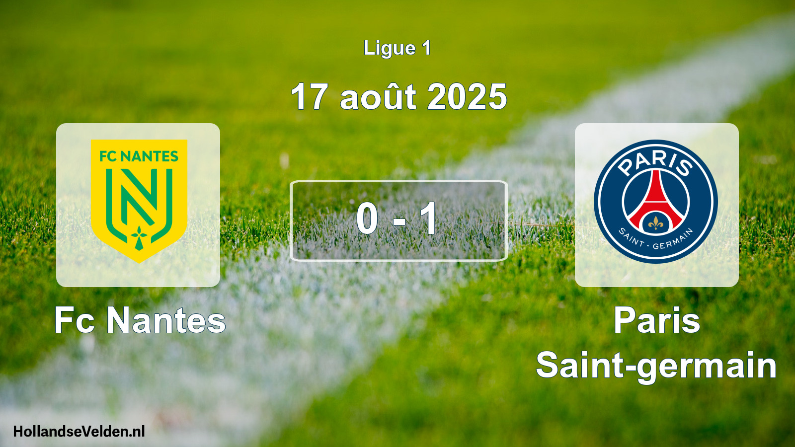 Gespeelde wedstrijd: Fc Nantes - Paris Saint-germain 0 - 1 (17 augustus 2025)