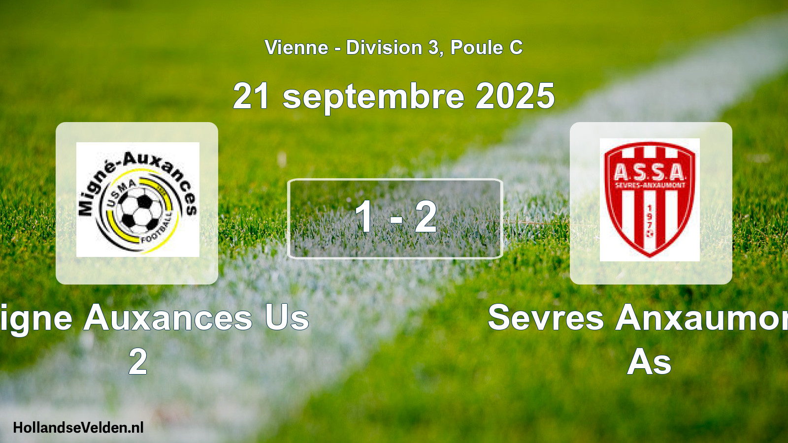 Gespeelde wedstrijd: Migne Auxances Us 2 - Sevres Anxaumont As 1 - 2 (21 september 2025)