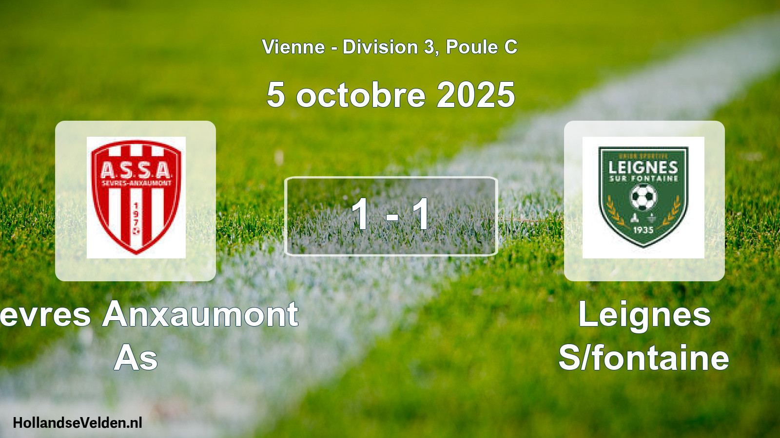Gespeelde wedstrijd: Sevres Anxaumont As - Leignes S/fontaine 1 - 1 (5 octobre 2025)