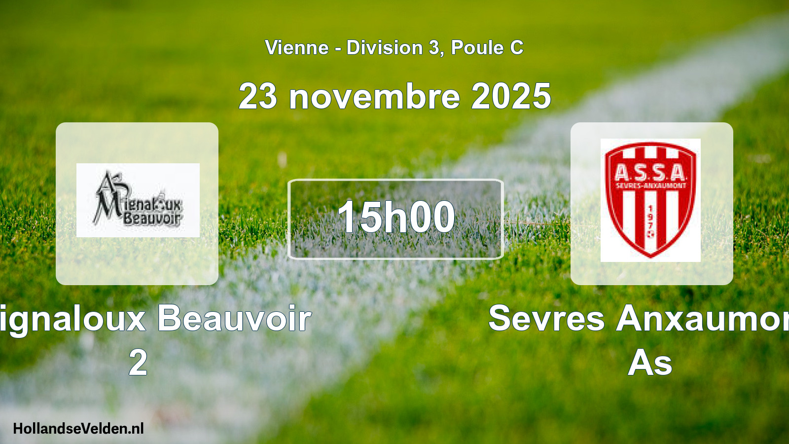 Geplande wedstrijd: Mignaloux Beauvoir 2 - Sevres Anxaumont As (23 novembre 2025)