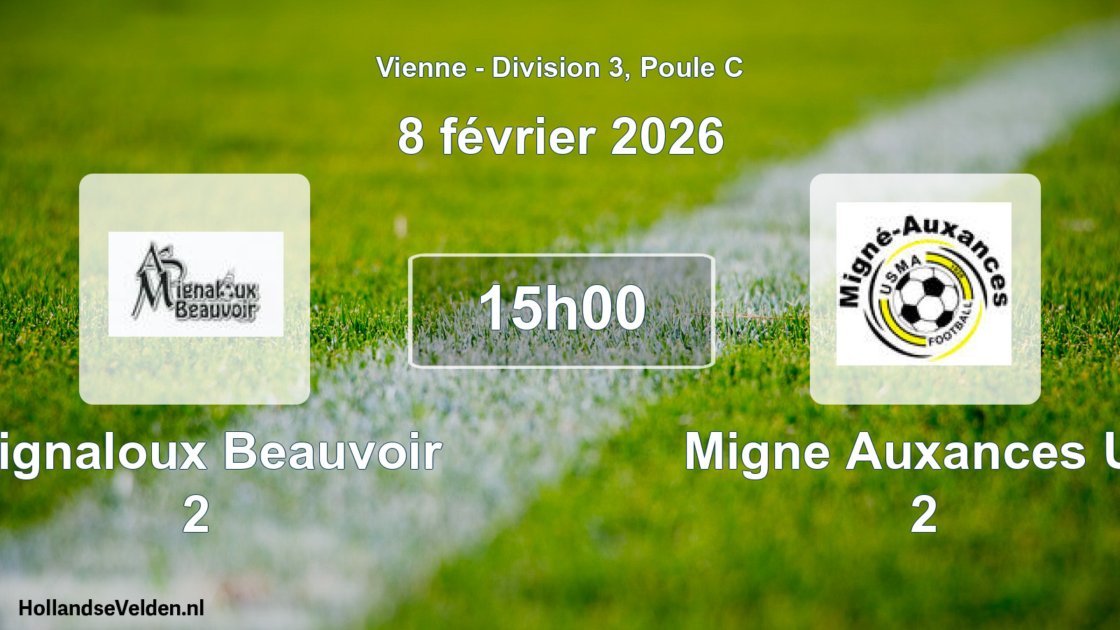 Geplande wedstrijd: Mignaloux Beauvoir 2 - Migne Auxances Us 2 (8 februari 2026)