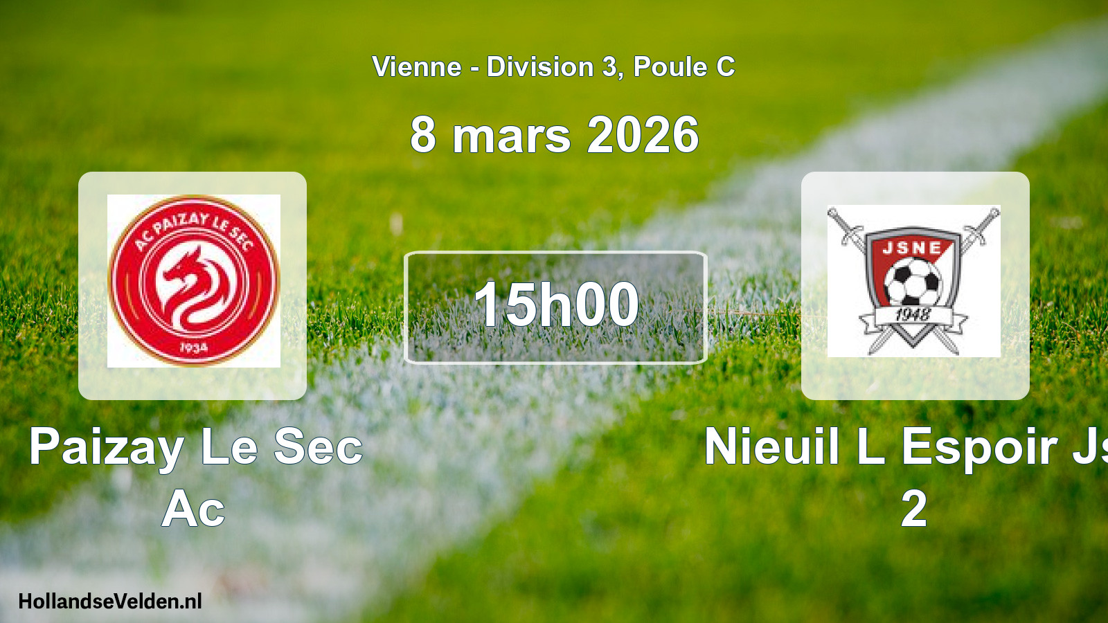 Geplande wedstrijd: Paizay Le Sec Ac - Nieuil L Espoir Js 2 (8 mars 2026)