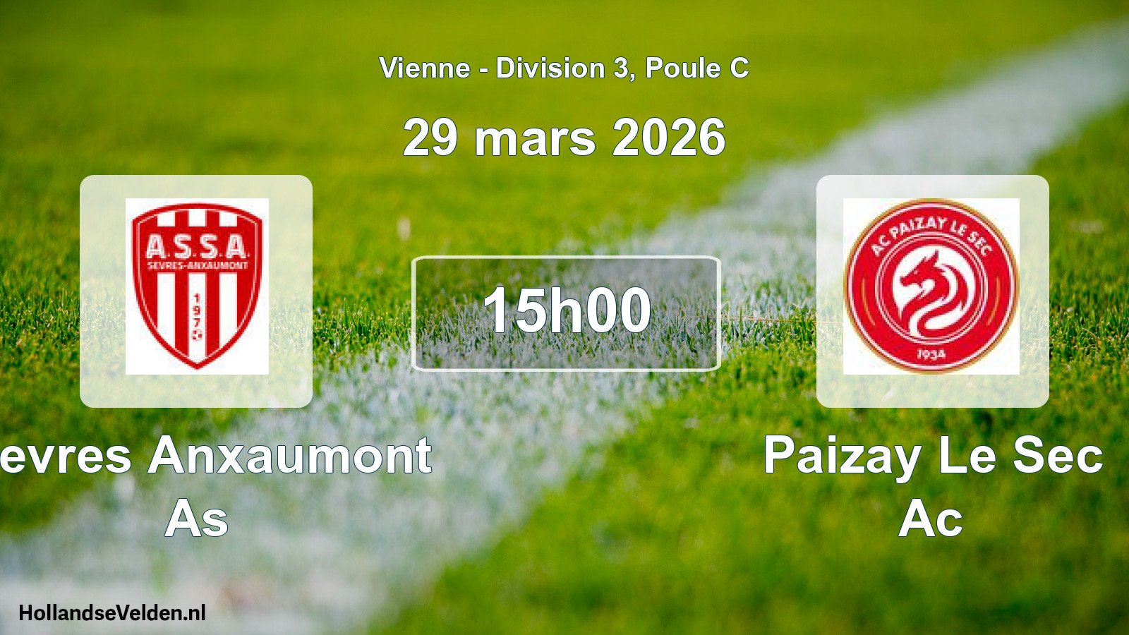 Geplande wedstrijd: Sevres Anxaumont As - Paizay Le Sec Ac (29 maart 2026)