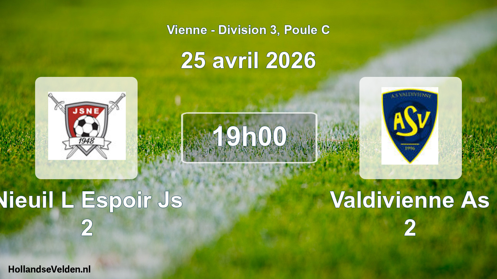 Geplande wedstrijd: Nieuil L Espoir Js 2 - Valdivienne As 2 (25 avril 2026)