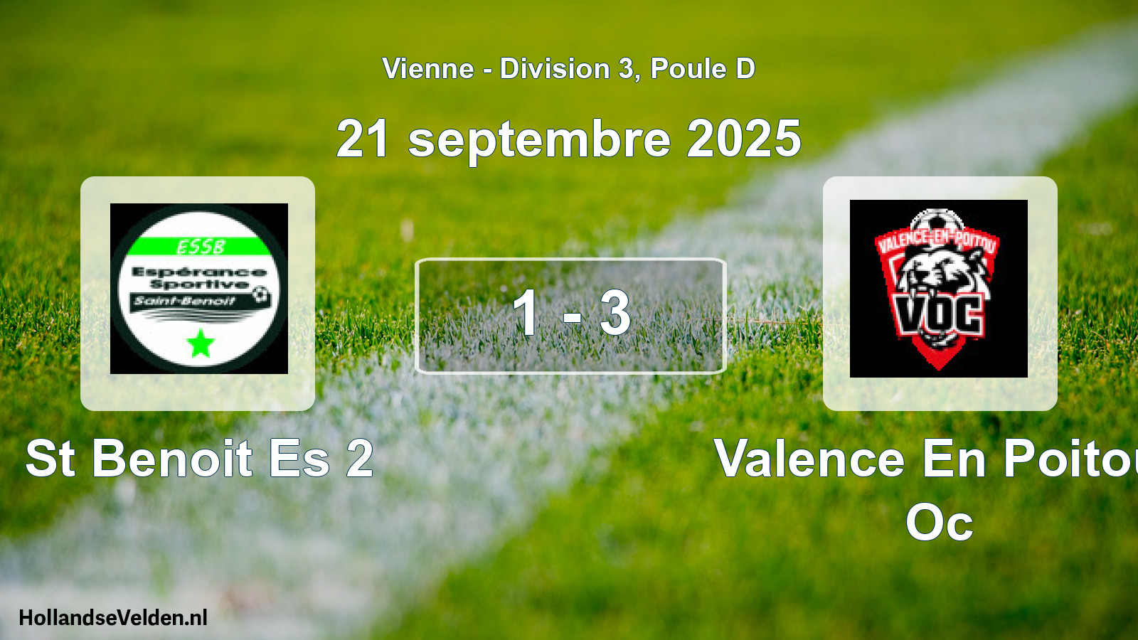 Gespeelde wedstrijd: St Benoit Es 2 - Valence En Poitou Oc 1 - 3 (21 septembre 2025)