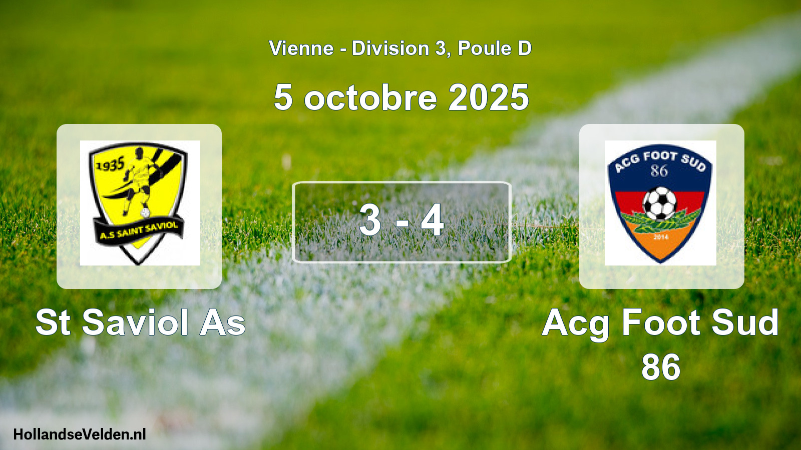 Gespeelde wedstrijd: St Saviol As - Acg Foot Sud 86 3 - 4 (5 octobre 2025)