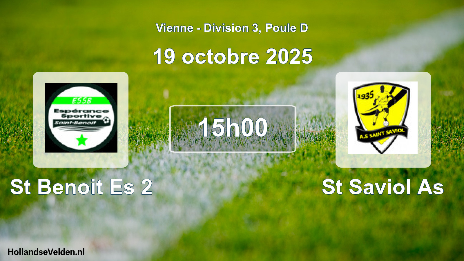 Geplande wedstrijd: St Benoit Es 2 - St Saviol As (19 octobre 2025)