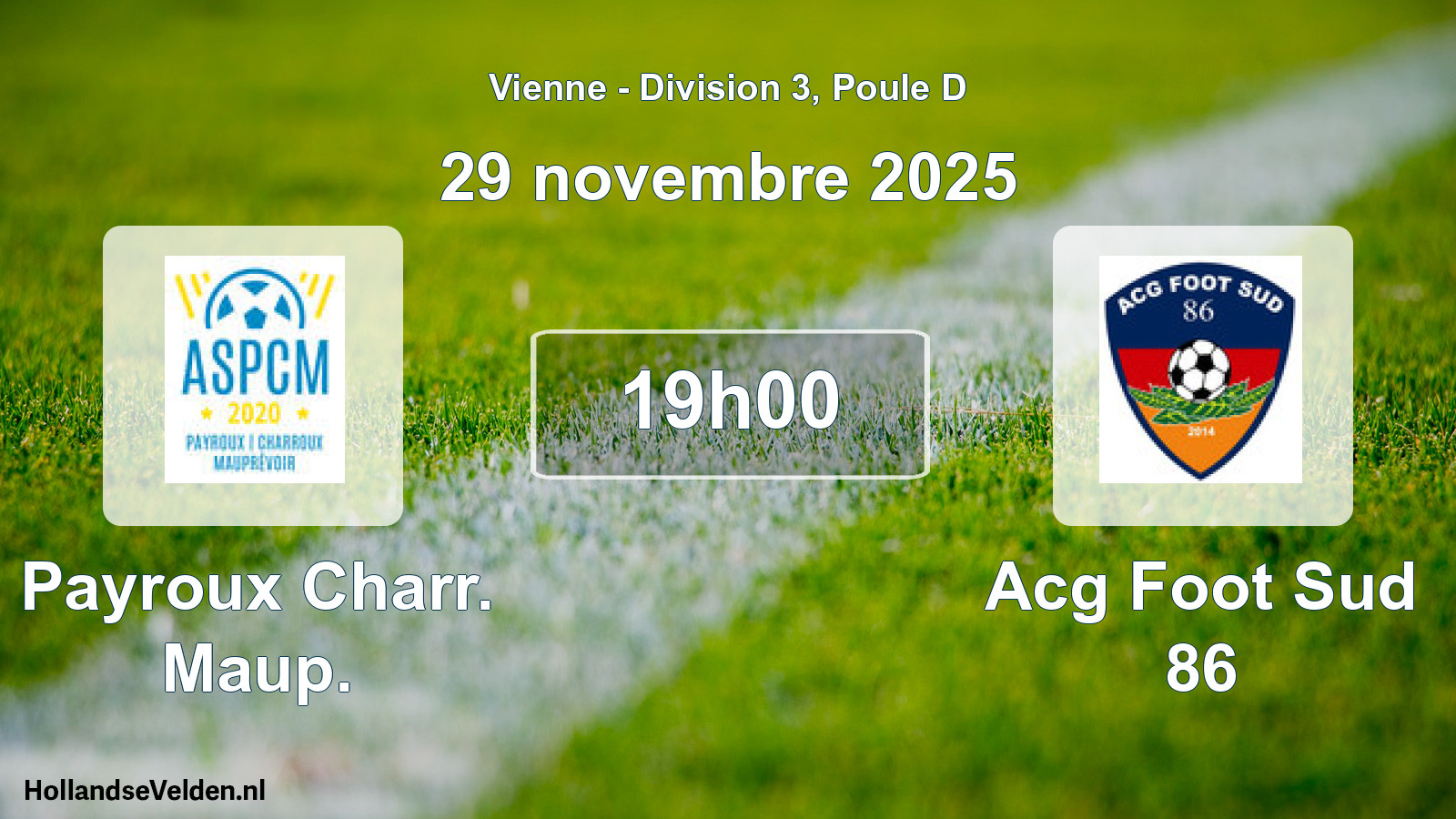 Geplande wedstrijd: Payroux Charr. Maup. - Acg Foot Sud 86 (29 novembre 2025)