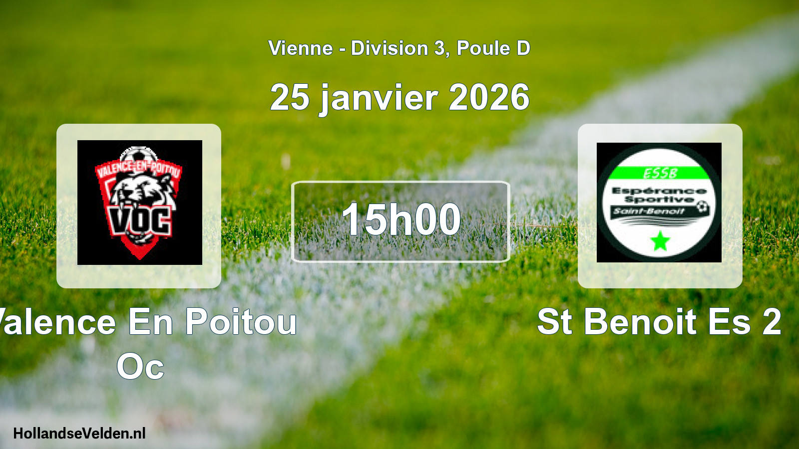 Geplande wedstrijd: Valence En Poitou Oc - St Benoit Es 2 (25 janvier 2026)