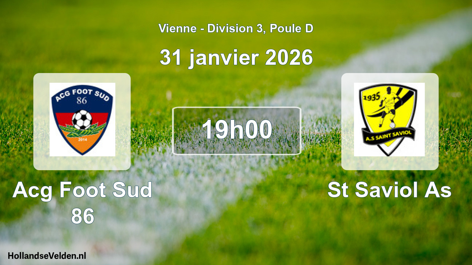 Geplande wedstrijd: Acg Foot Sud 86 - St Saviol As (31 janvier 2026)
