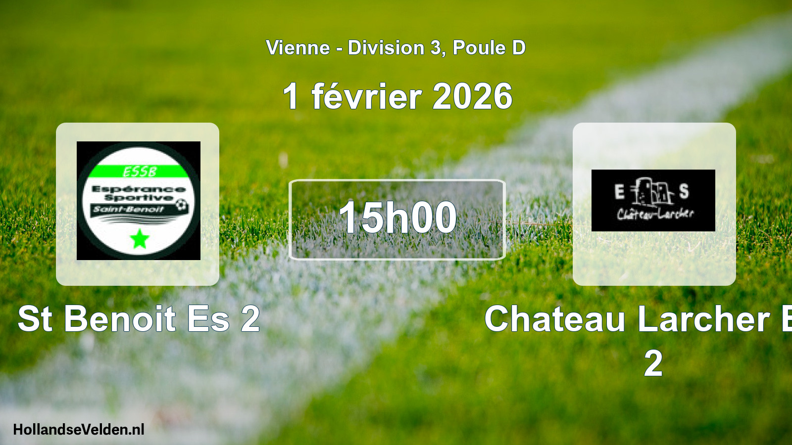Geplande wedstrijd: St Benoit Es 2 - Chateau Larcher Es 2 (1 février 2026)