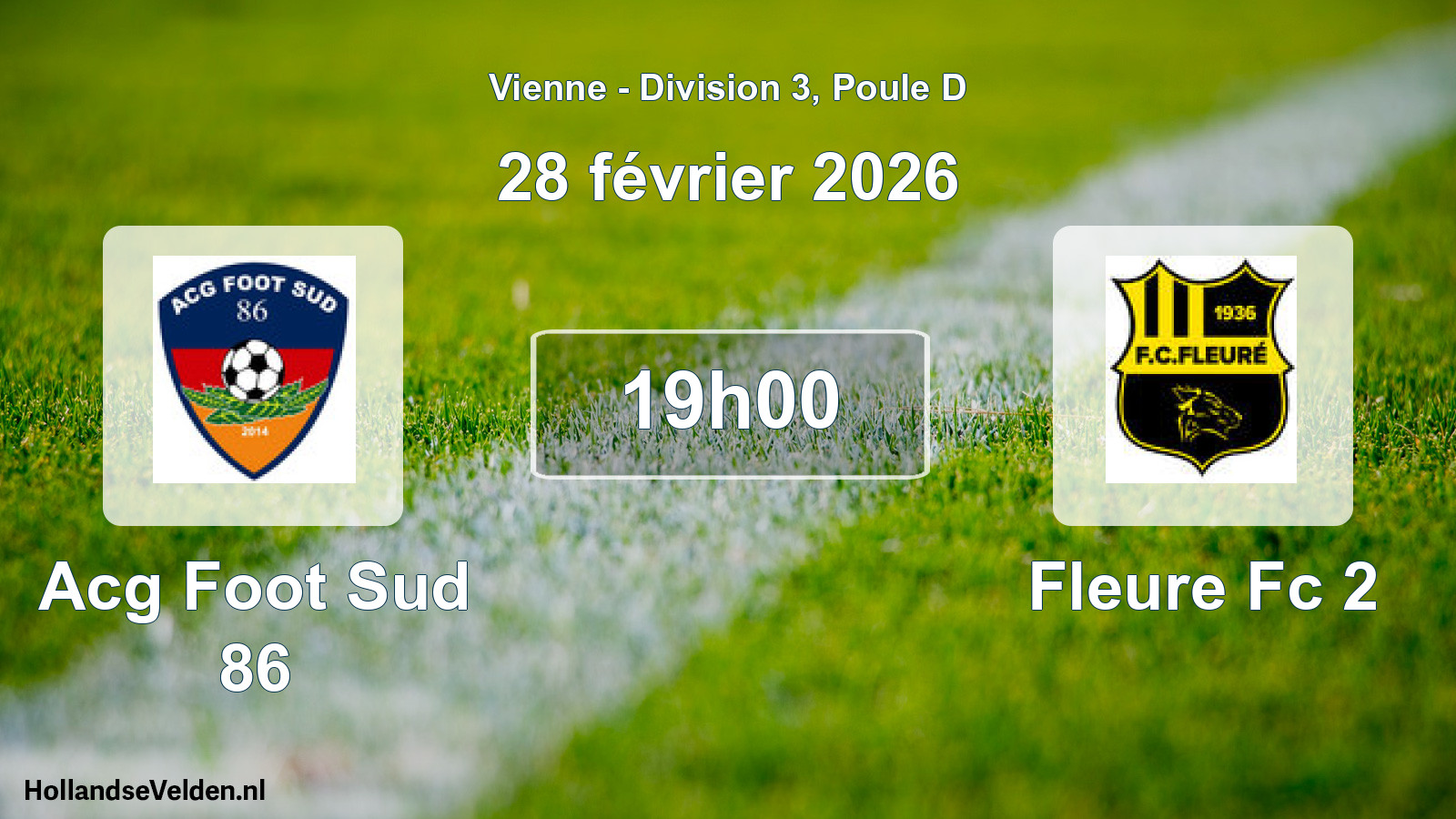 Geplande wedstrijd: Acg Foot Sud 86 - Fleure Fc 2 (28 février 2026)