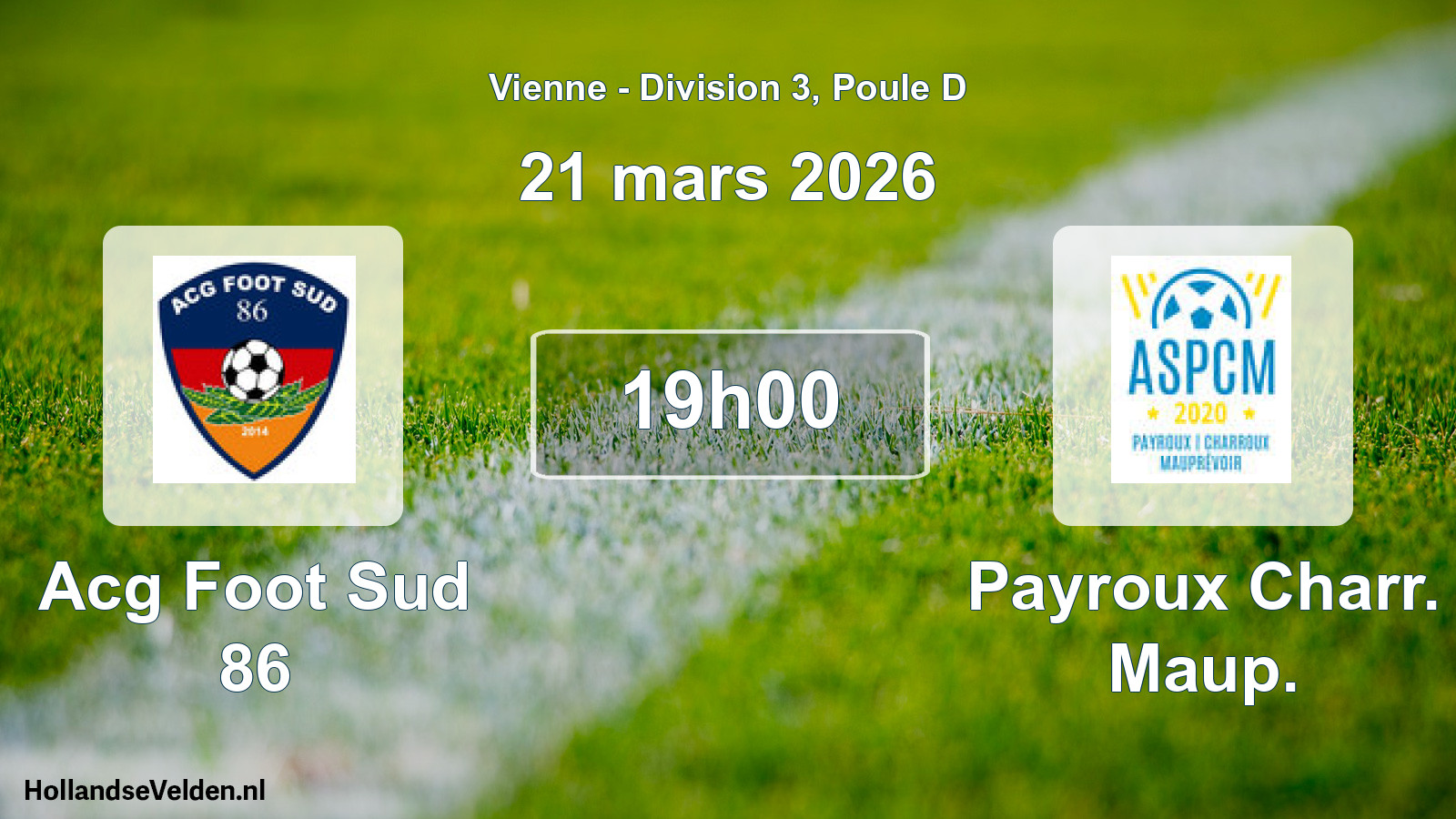 Geplande wedstrijd: Acg Foot Sud 86 - Payroux Charr. Maup. (21 mars 2026)