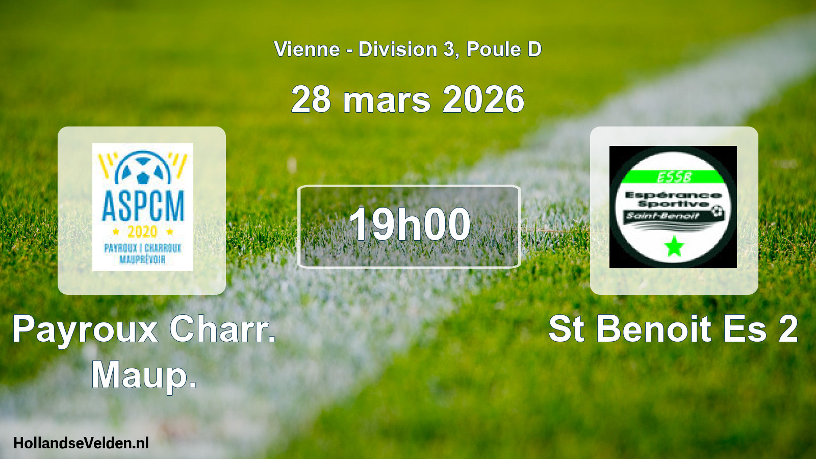 Geplande wedstrijd: Payroux Charr. Maup. - St Benoit Es 2 (28 mars 2026)