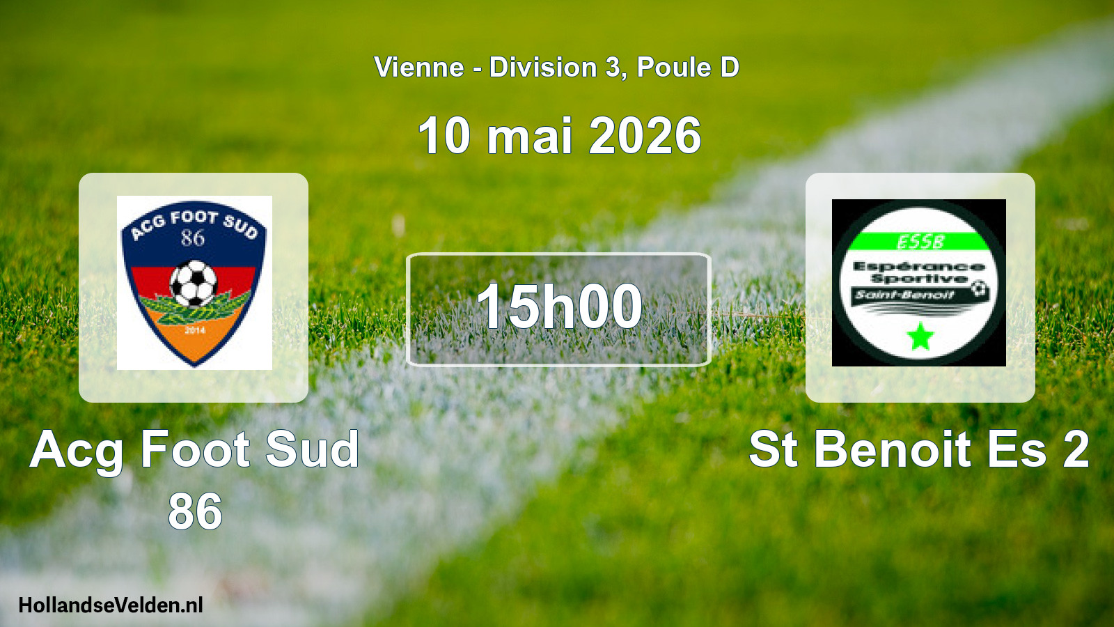 Geplande wedstrijd: Acg Foot Sud 86 - St Benoit Es 2 (10 mai 2026)
