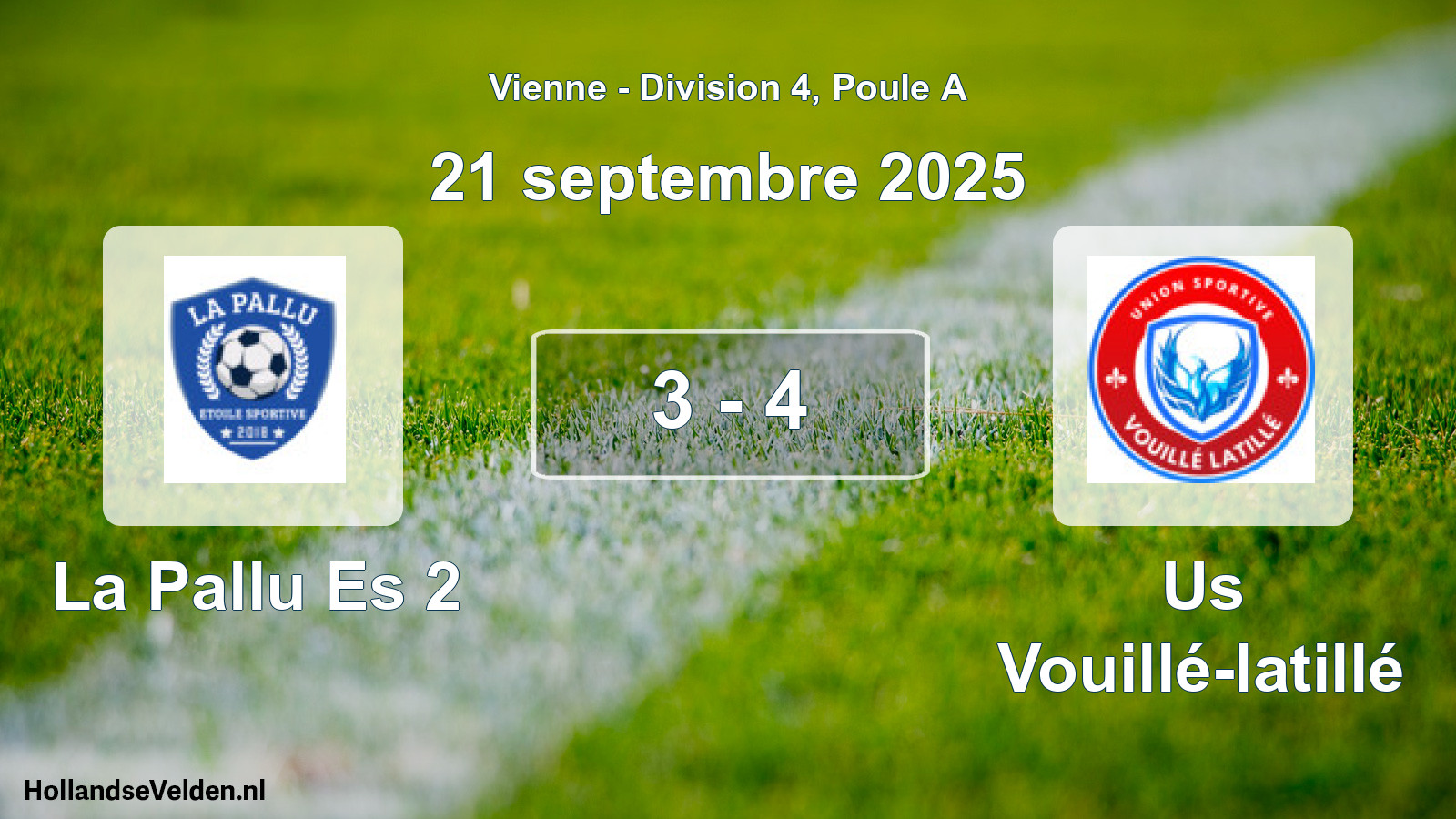 Total number of matches played: La Pallu Es 2 - Us Vouillé-latillé 3 - 4 (21 September 2025)