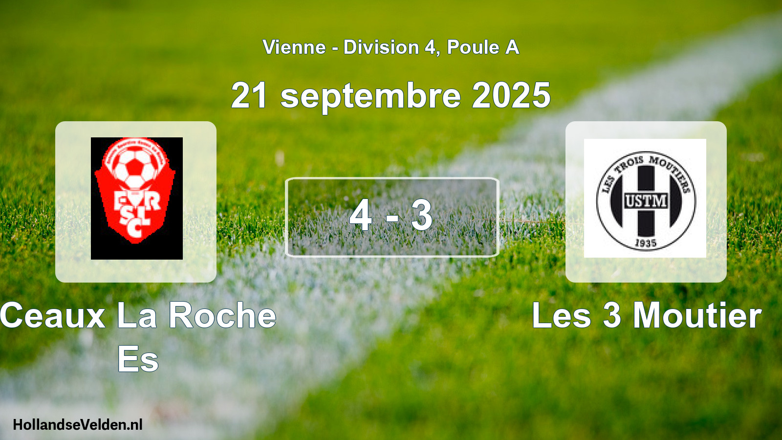 Total number of matches played: Ceaux La Roche Es - Les 3 Moutier 4 - 3 (21 September 2025)