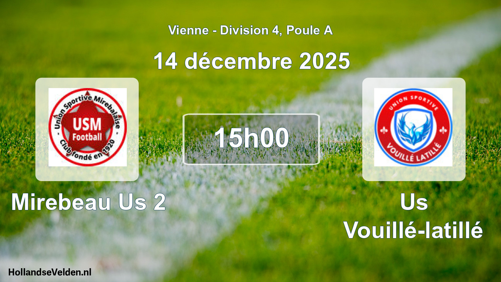 Geplande wedstrijd: Mirebeau Us 2 - Us Vouillé-latillé (14 décembre 2025)