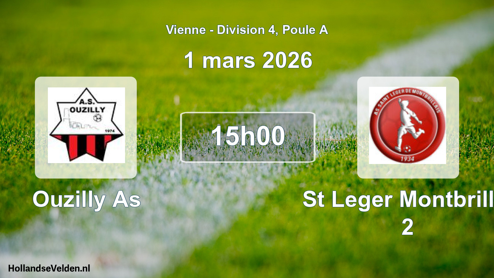 Scheduled Match: Ouzilly As - St Leger Montbrillai 2 (1 March 2026)