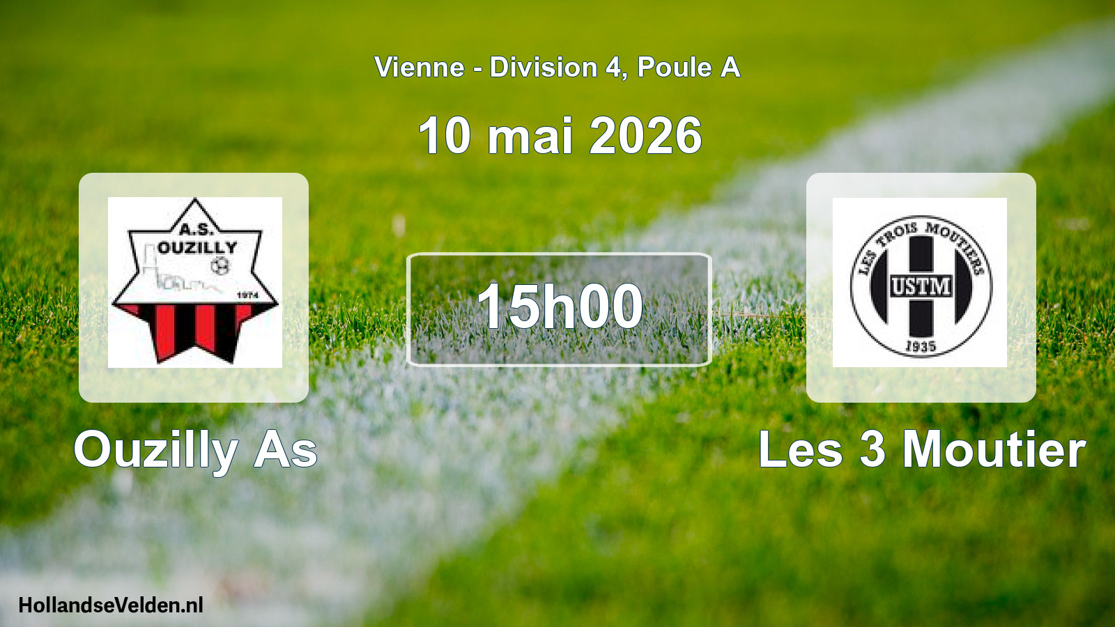 Geplande wedstrijd: Ouzilly As - Les 3 Moutier (10 mei 2026)