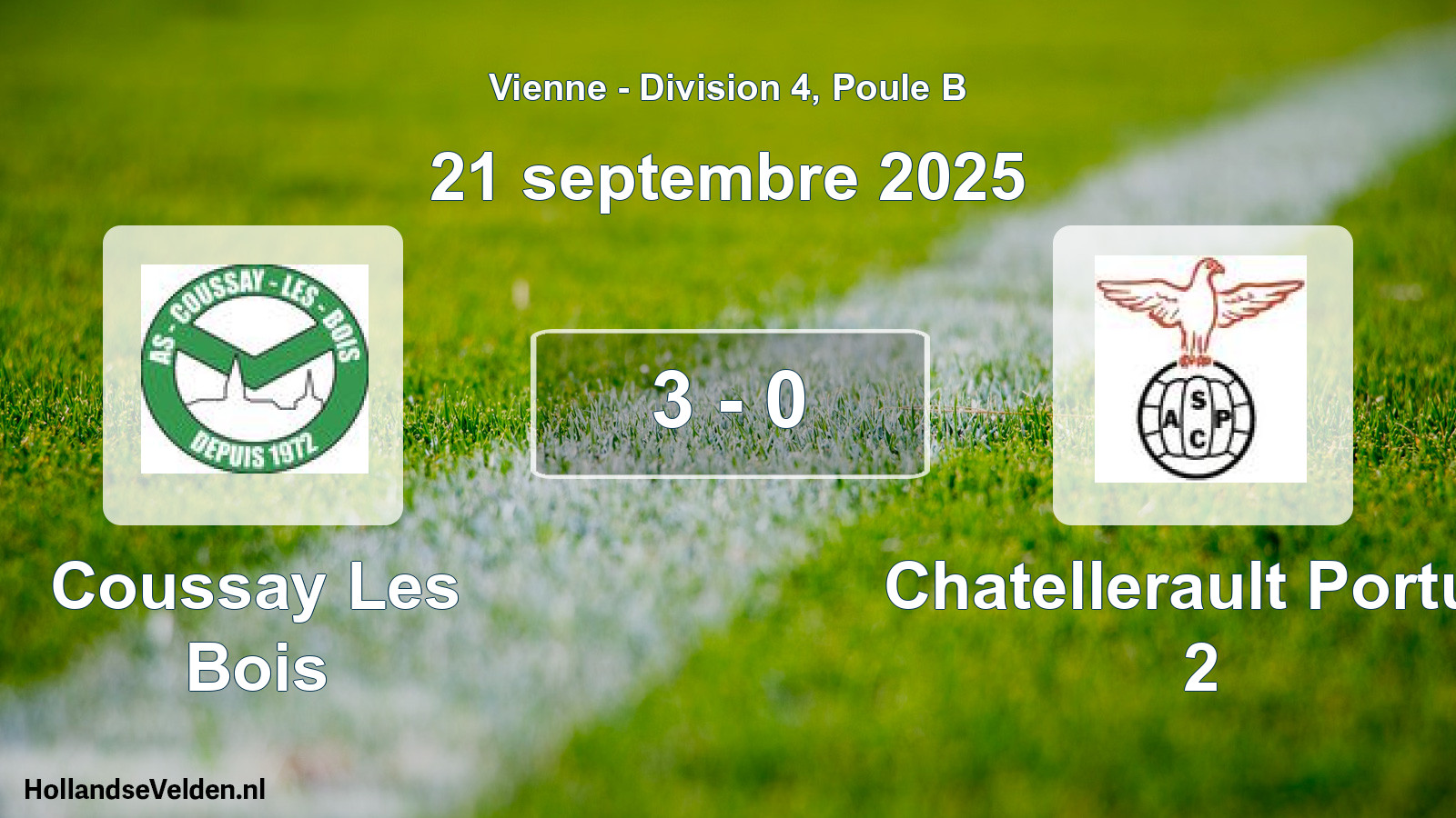 Gespeelde wedstrijd: Coussay Les Bois - Chatellerault Portug 2 3 - 0 (21 septembre 2025)
