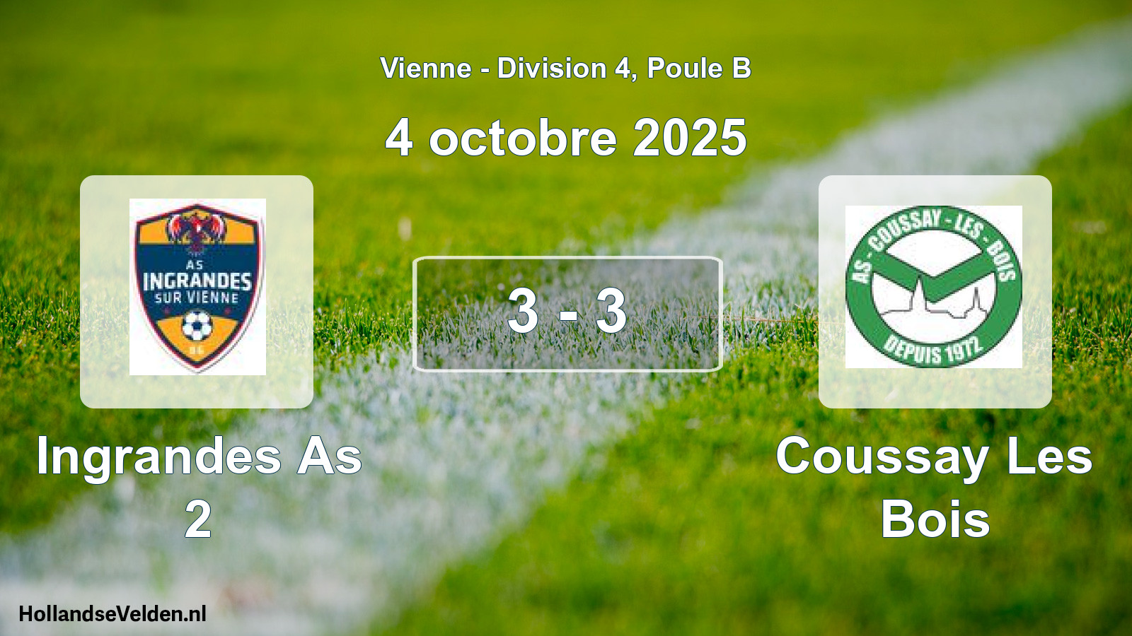 Gespeelde wedstrijd: Ingrandes As 2 - Coussay Les Bois 3 - 3 (4 octobre 2025)