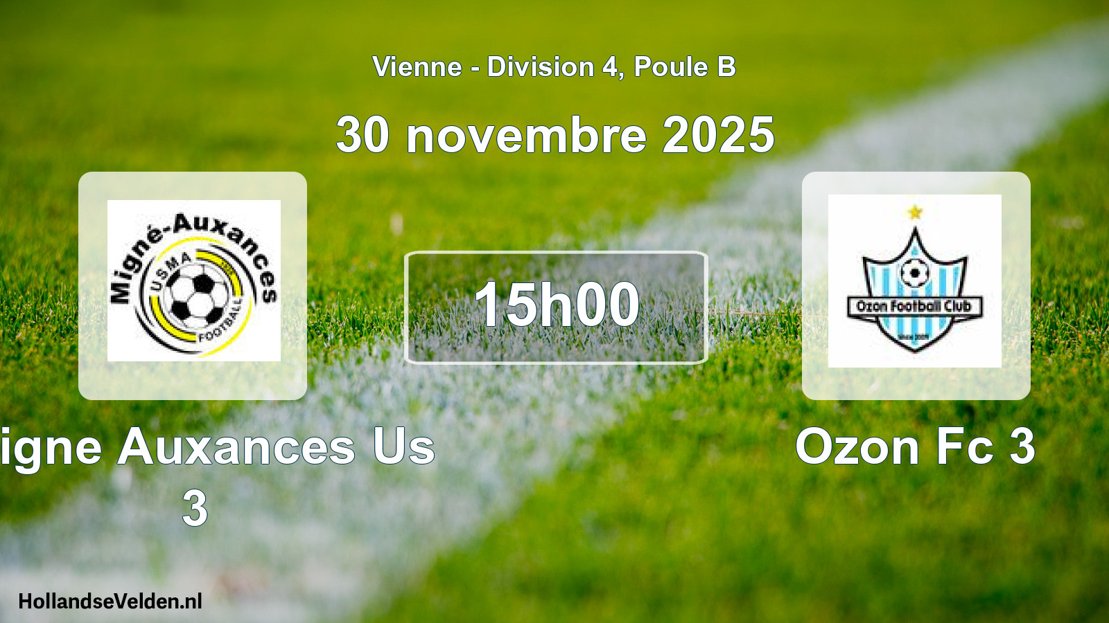 Geplande wedstrijd: Migne Auxances Us 3 - Ozon Fc 3 (30 november 2025)