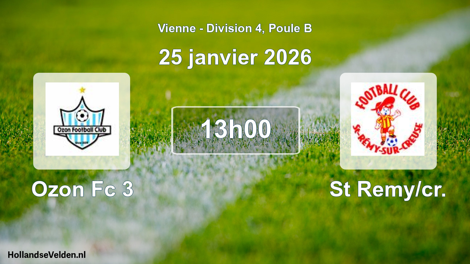 Scheduled Match: Ozon Fc 3 - St Remy/cr. (25 January 2026)