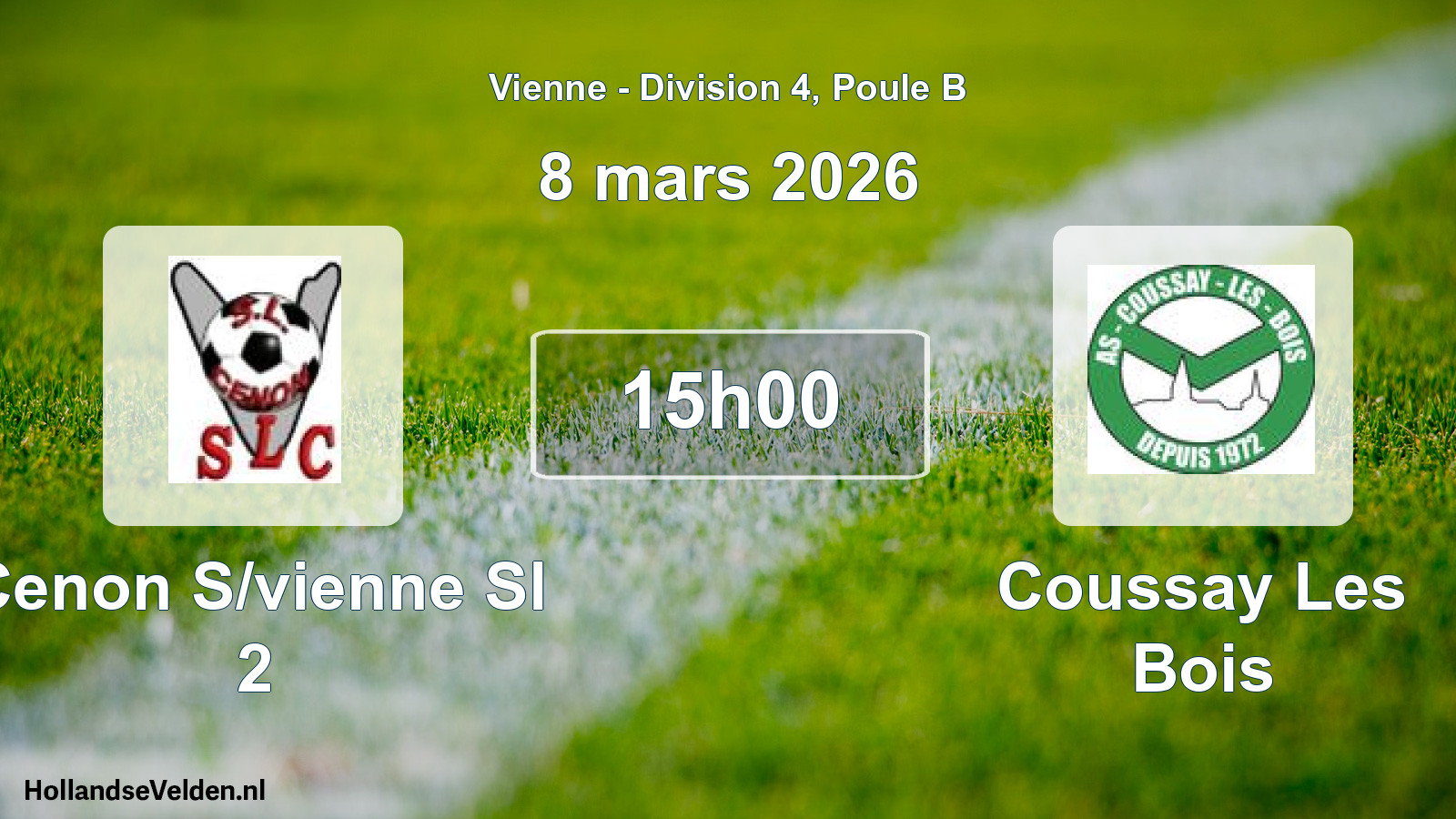 Geplande wedstrijd: Cenon S/vienne Sl 2 - Coussay Les Bois (8 mars 2026)