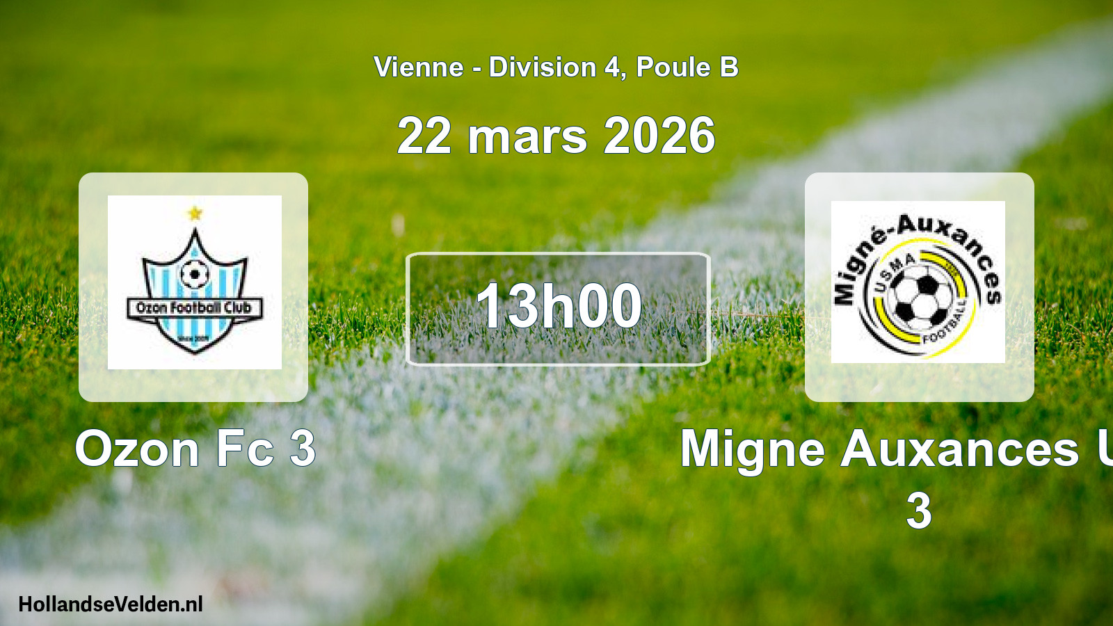 Geplande wedstrijd: Ozon Fc 3 - Migne Auxances Us 3 (22 maart 2026)