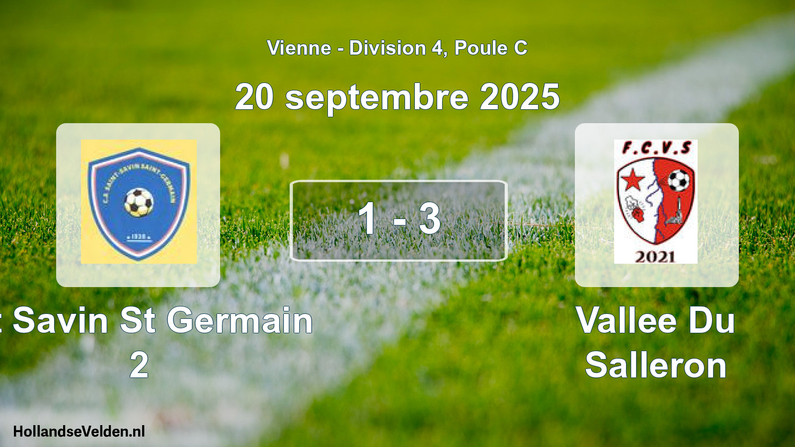 Gespeelde wedstrijd: St Savin St Germain 2 - Vallee Du Salleron 1 - 3 (20 septembre 2025)