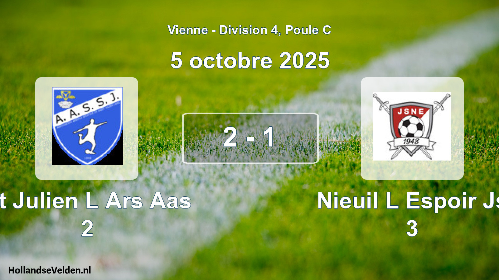 Gespeelde wedstrijd: St Julien L Ars Aas 2 - Nieuil L Espoir Js 3 2 - 1 (5 octobre 2025)