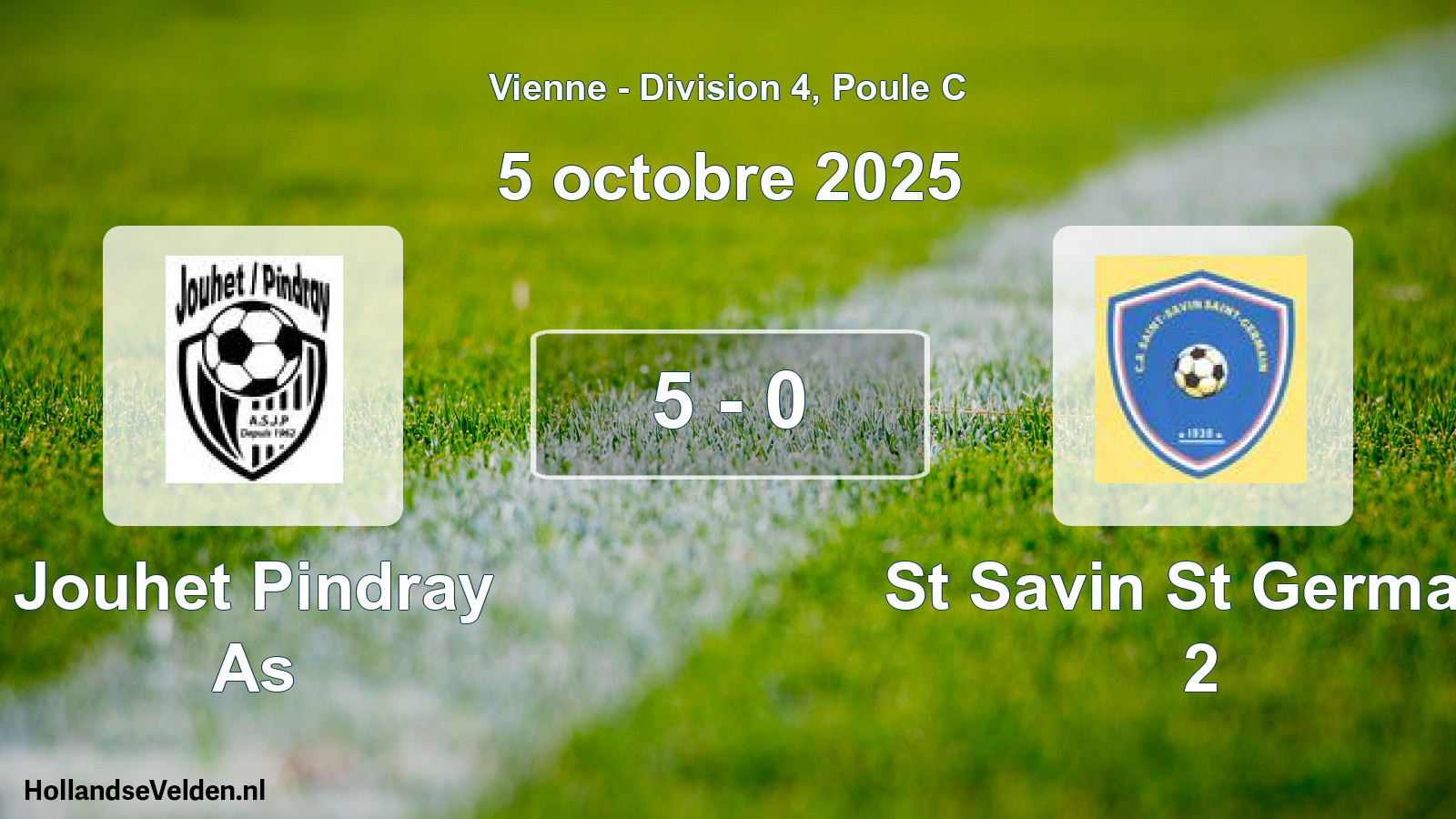 Gespeelde wedstrijd: Jouhet Pindray As - St Savin St Germain 2 5 - 0 (5 oktober 2025)
