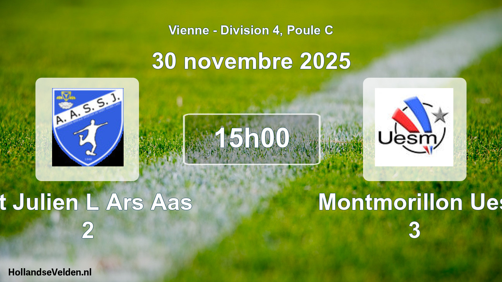 Geplande wedstrijd: St Julien L Ars Aas 2 - Montmorillon Ues 3 (30 novembre 2025)