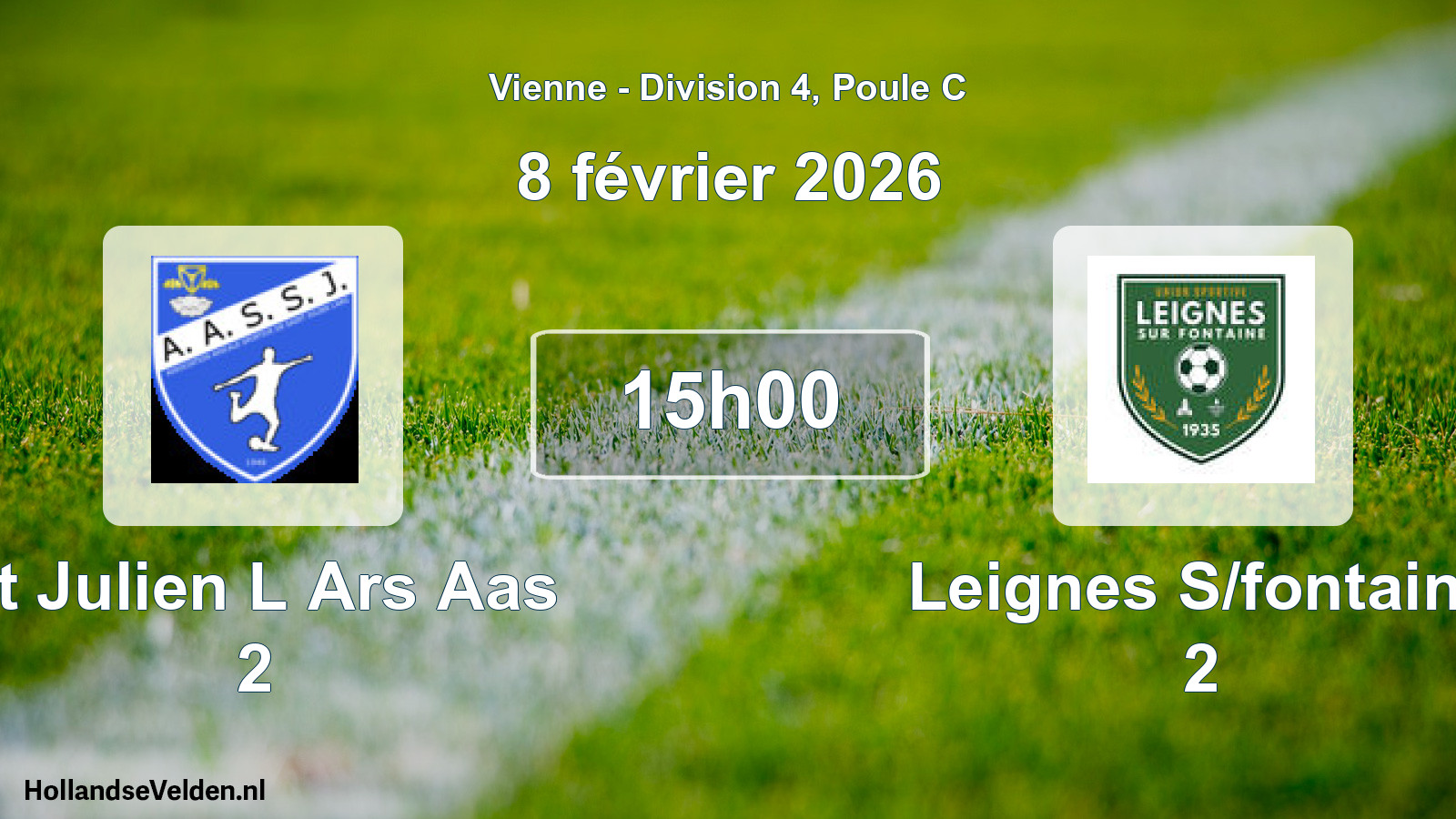 Geplande wedstrijd: St Julien L Ars Aas 2 - Leignes S/fontaine 2 (8 februari 2026)