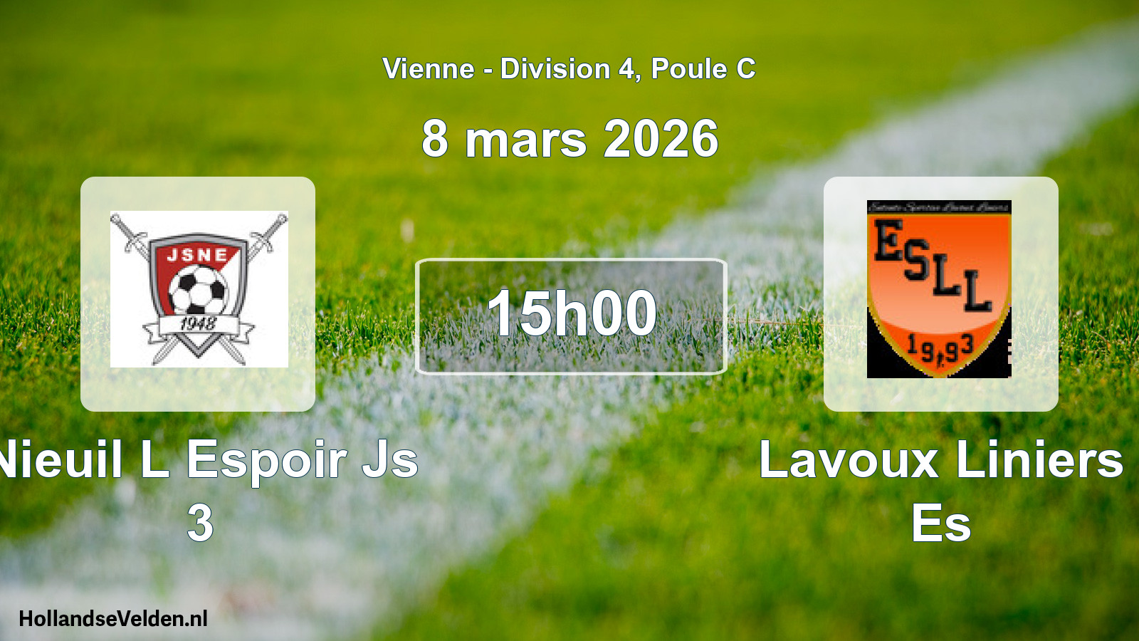 Geplande wedstrijd: Nieuil L Espoir Js 3 - Lavoux Liniers Es (8 mars 2026)
