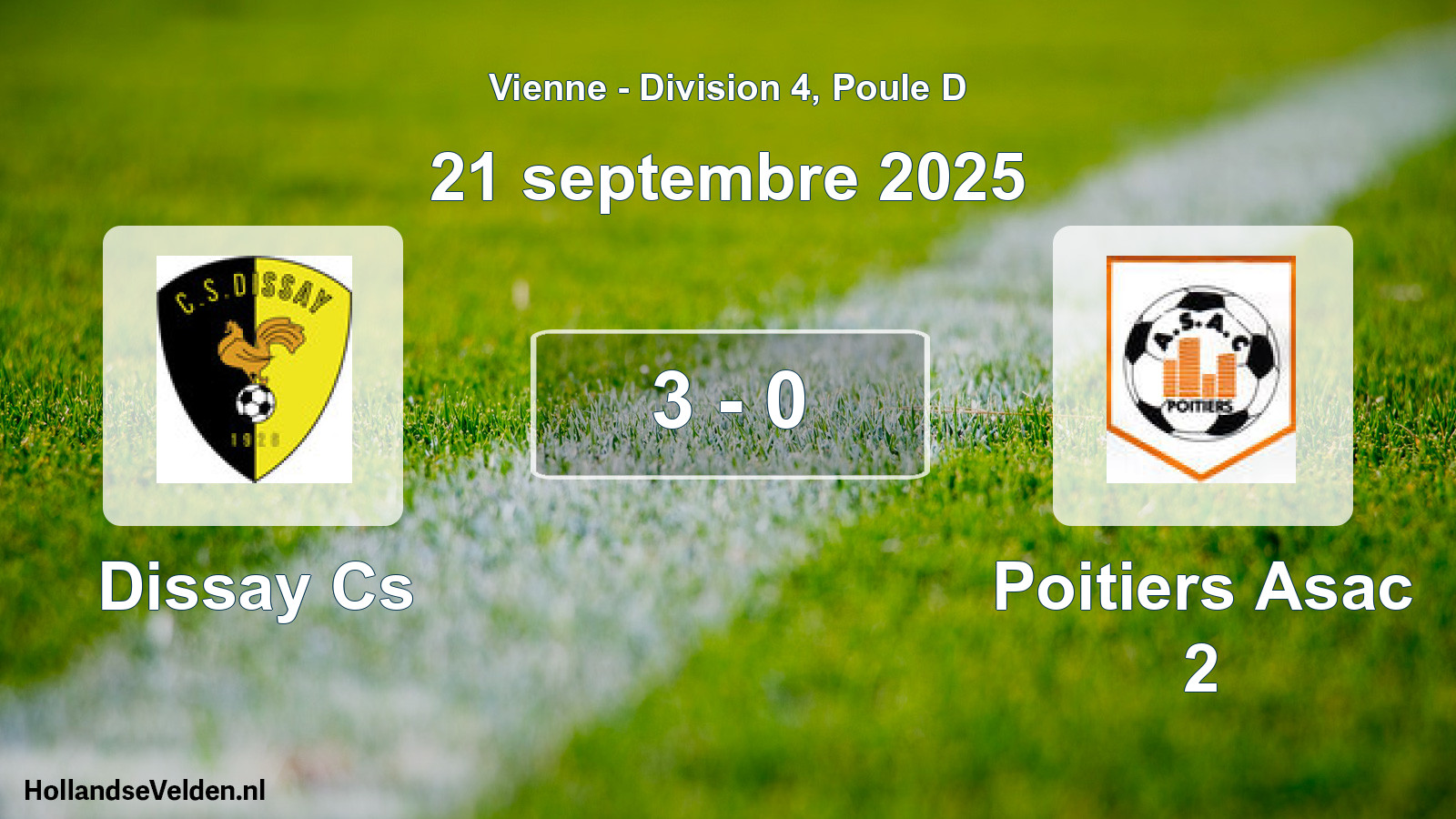 Gespeelde wedstrijd: Dissay Cs - Poitiers Asac 2 3 - 0 (21 septembre 2025)