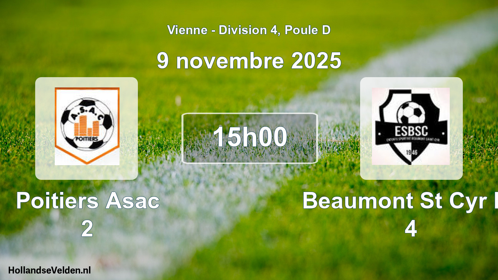 Geplande wedstrijd: Poitiers Asac 2 - Beaumont St Cyr Es 4 (9 novembre 2025)