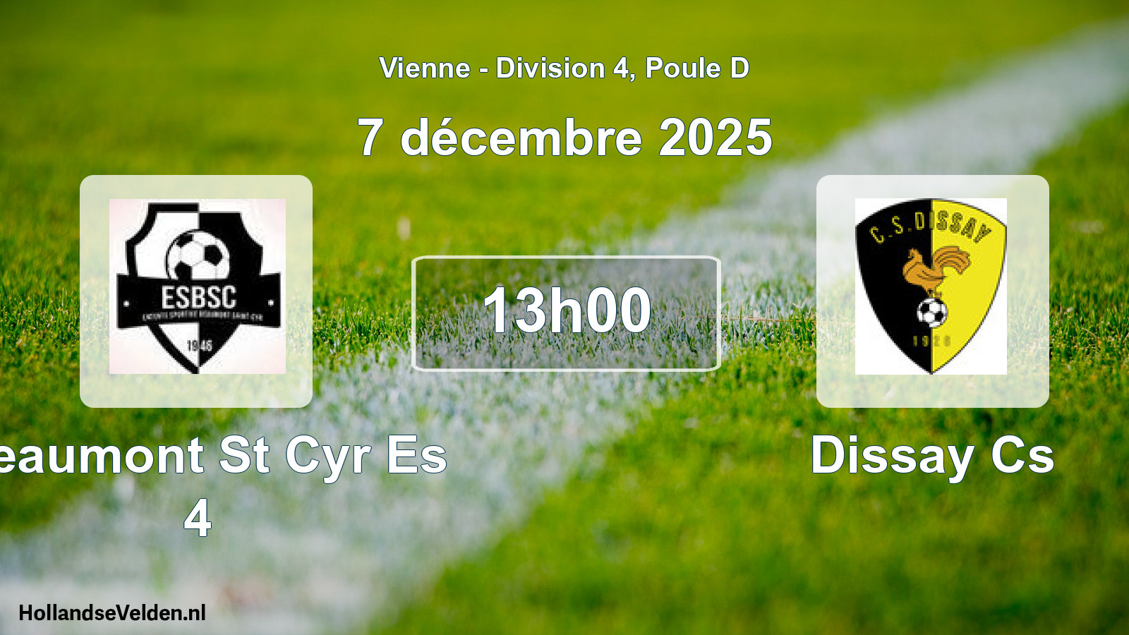 Geplande wedstrijd: Beaumont St Cyr Es 4 - Dissay Cs (7 décembre 2025)