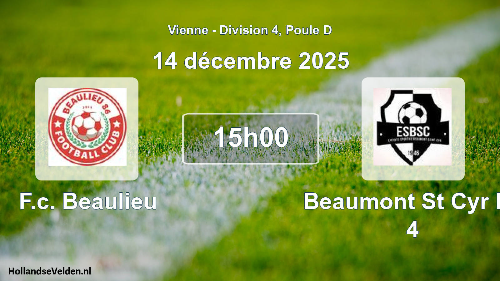 Geplande wedstrijd: F.c. Beaulieu - Beaumont St Cyr Es 4 (14 december 2025)