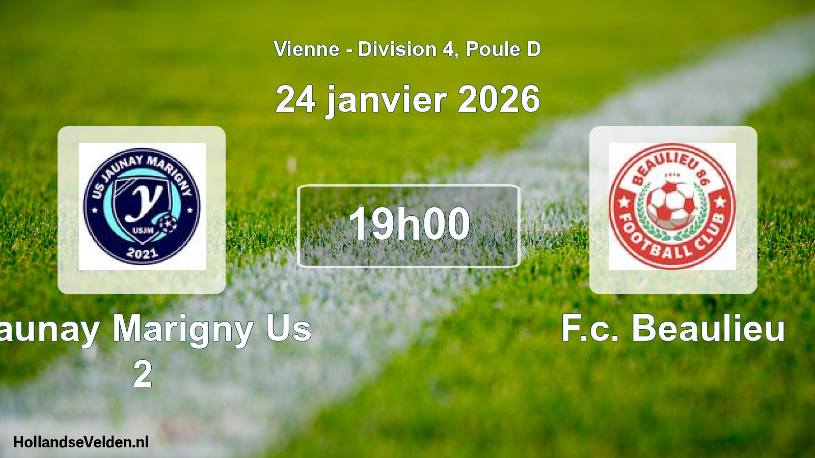 Geplande wedstrijd: Jaunay Marigny Us 2 - F.c. Beaulieu (24 januari 2026)