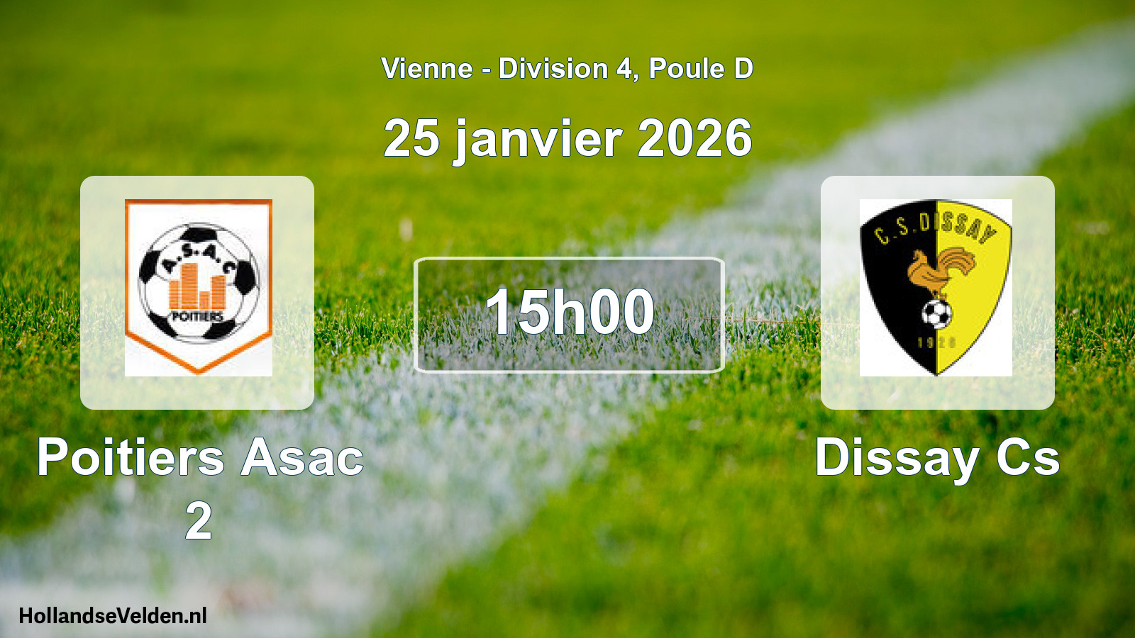 Geplande wedstrijd: Poitiers Asac 2 - Dissay Cs (25 janvier 2026)