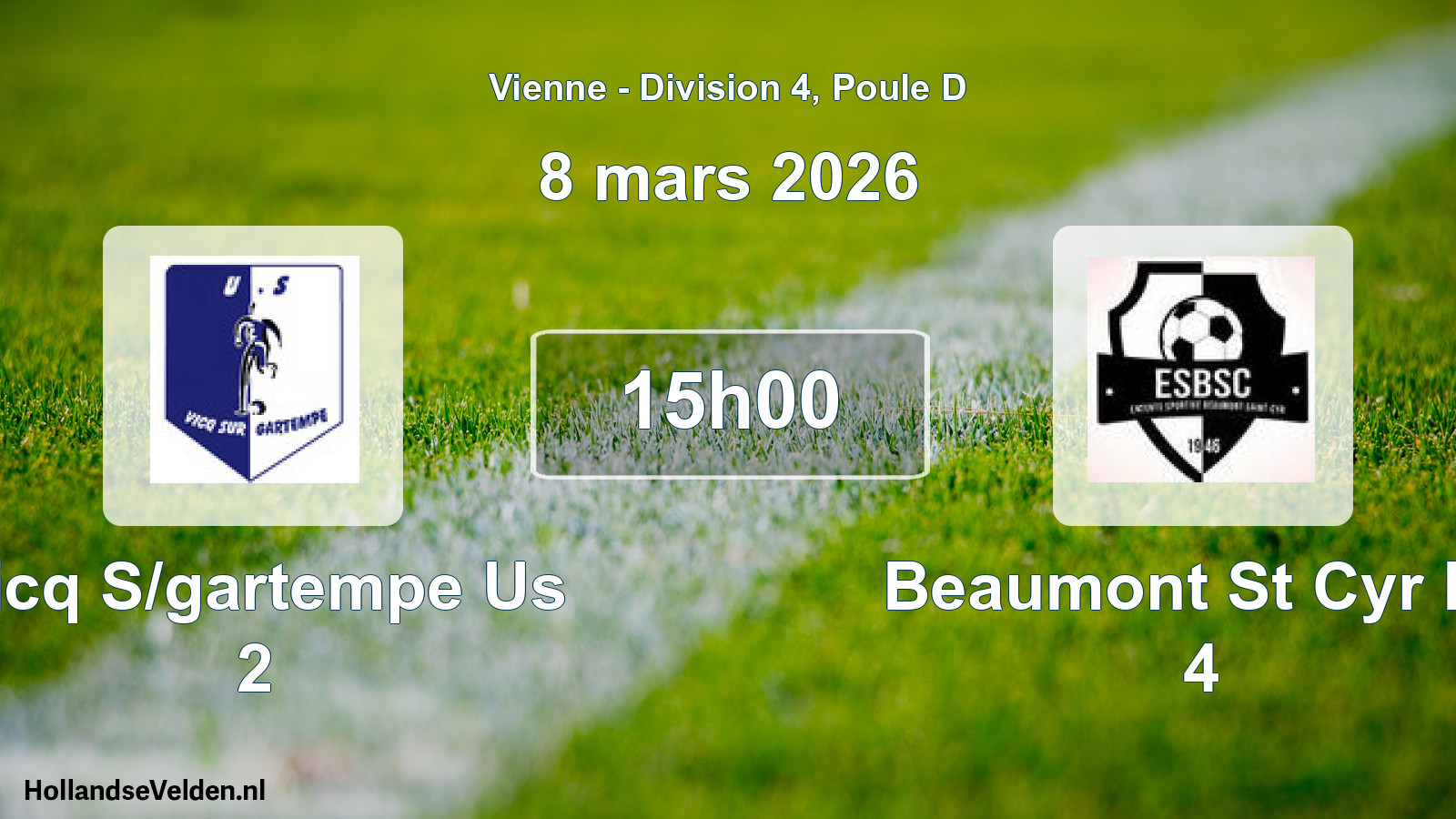 Geplande wedstrijd: Vicq S/gartempe Us 2 - Beaumont St Cyr Es 4 (8 mars 2026)