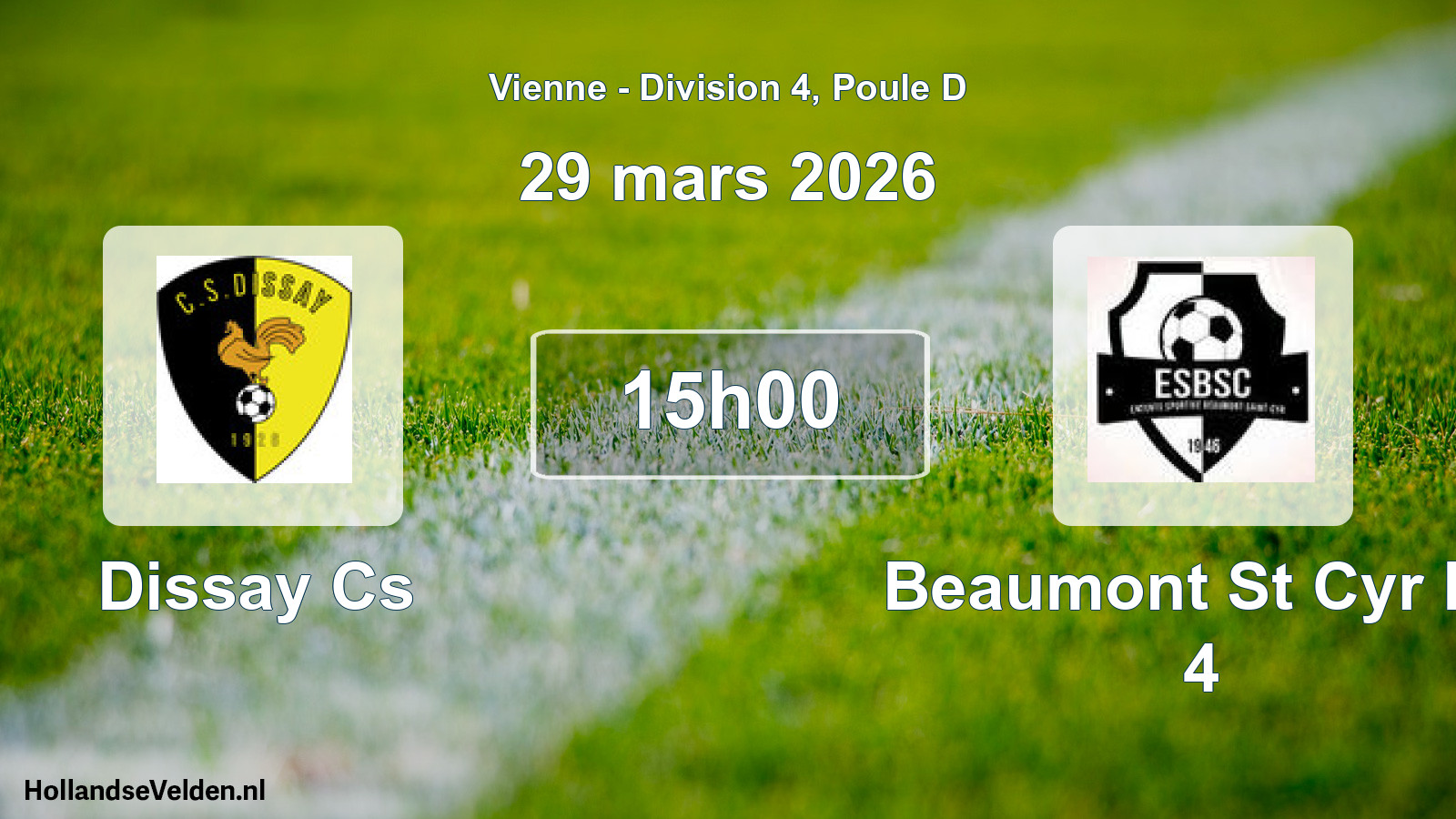 Geplande wedstrijd: Dissay Cs - Beaumont St Cyr Es 4 (29 mars 2026)