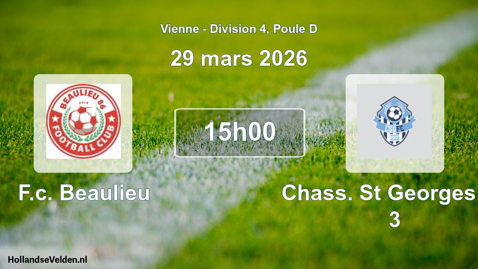 Geplande wedstrijd: F.c. Beaulieu - Chass. St Georges Fc 3 (29 mars 2026)