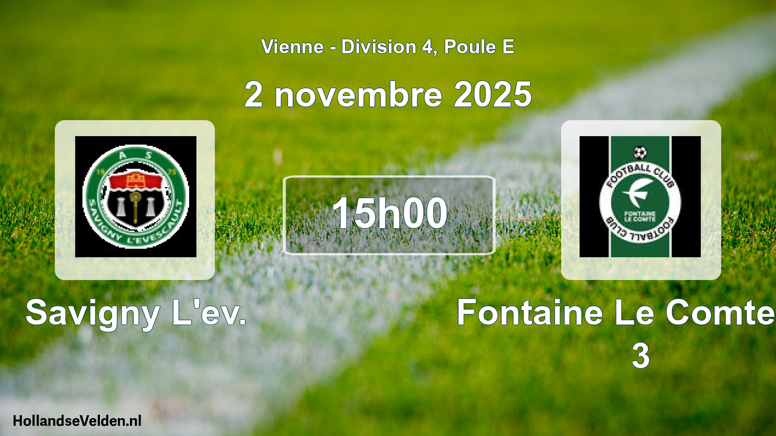 Geplande wedstrijd: Savigny L'ev. - Fontaine Le Comte Fc 3 (2 novembre 2025)